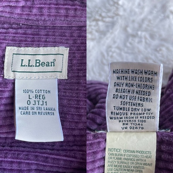 LL Bean wide wale corduroy aubergine purple button-down collared shirt L - Picture 4 of 17